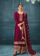 Georgette Salwar Suit Fancy Suit in Dark Pink